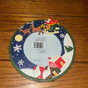 Christmas round photo frame Santa with reindeer